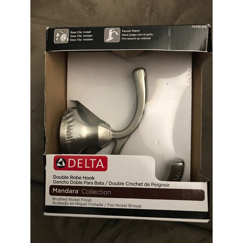 Delta Double Robe Hook Mandara Collection, Brushed Nickel 76235-BN